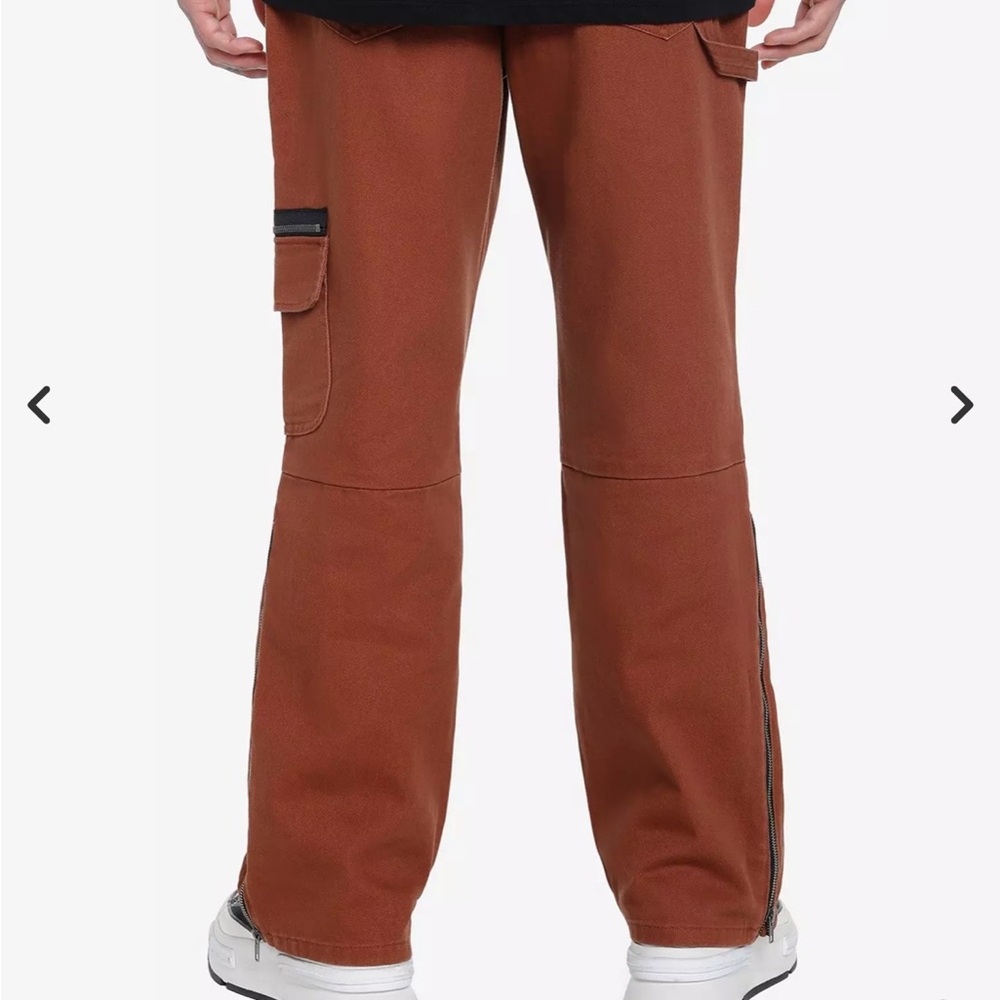 Brown Ankle Zipper Carpenter Pants